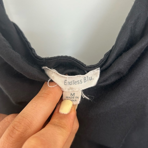 Endless Blu Black Silk Tie Mini Dress Medium - Picture 3 of 4